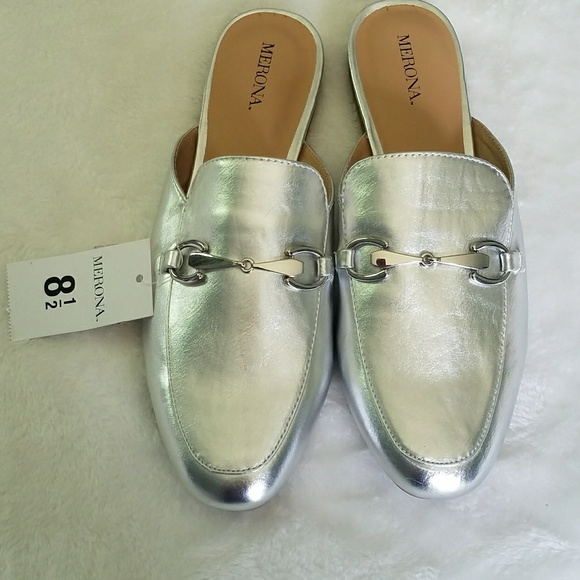 Merona Shoes - METALLIC SILVER MULES WITH HORSEBIT HARDWARE
